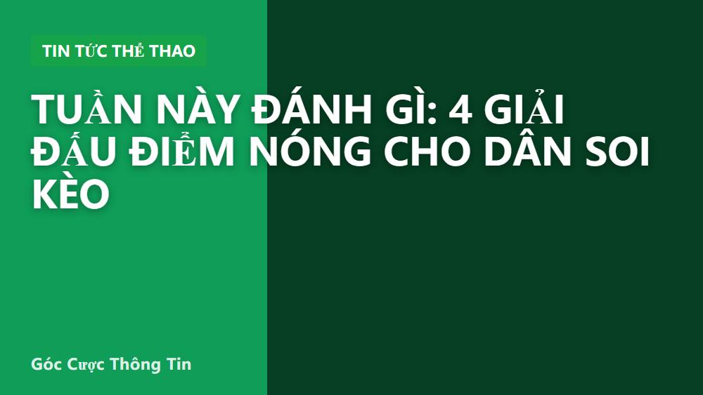 Tuần này đánh gì: 4 giải đấu điểm nóng cho dân soi kèo